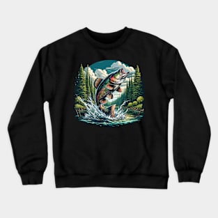 Bass Jumping Fishing Lovers Crewneck Sweatshirt